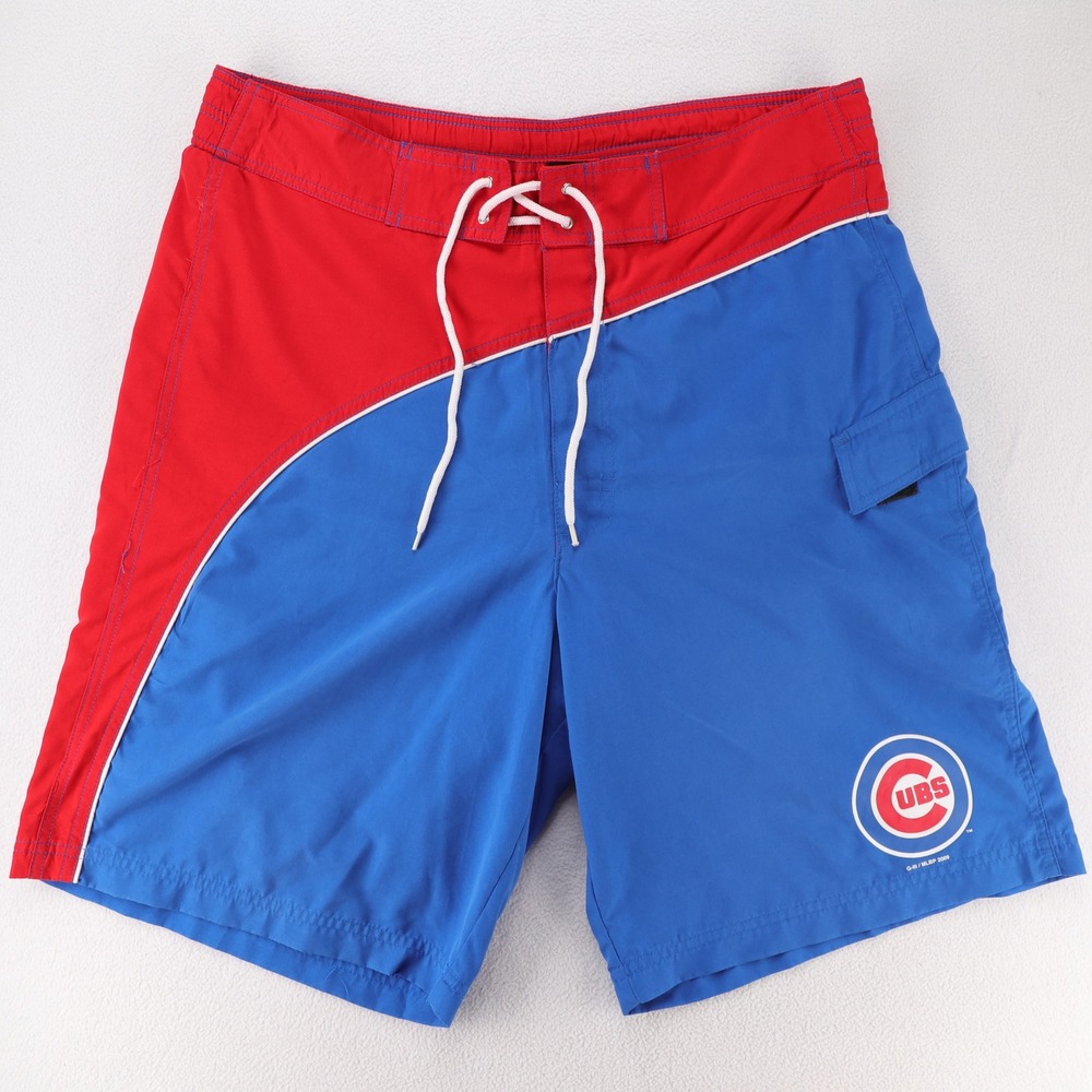 MLB Chicago Cubs‎ Board Shorts Mens XL Blue Red Colorblock Swim Trunks 2009